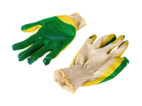 Перчатки трикотажные с двойным латексным обливом, зеленые