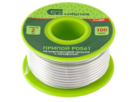 Припой с канифолью, D 2 мм, 100 г, POS61, на пластмассовой катушке Сибртех