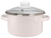 Кастрюля ЭМАЛЬ 33-Б1614С бисквит цил 4,0л стекл/кр мет/об