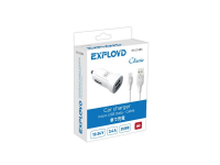 Автомобильное ЗУ EXPLOYD EX Z 583 micro USB 3.4А 2.4А+1А 2хUSB белый Classic