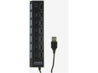 LUAZON HOME (855978) 7 портов с выключателями, USB 2.0, черный