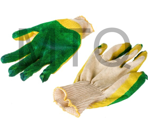 Перчатки трикотажные с двойным латексным обливом, зеленые