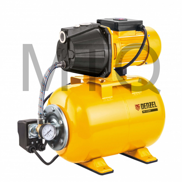 Насосы DENZEL Насосная станция PS1100С, 1100 Вт, 4500 л/ч, ресивер 24 л, подъем 46 м, чугун 97215