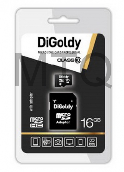 Карта памяти DIGOLDY 16GB microSDHC Class10 + адаптерSD