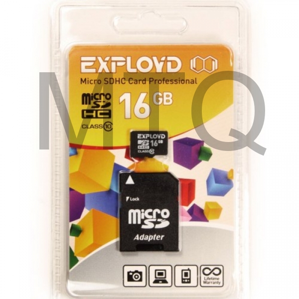 Карта памяти EXPLOYD MicroSDHC 16GB Class10 + адаптер SD