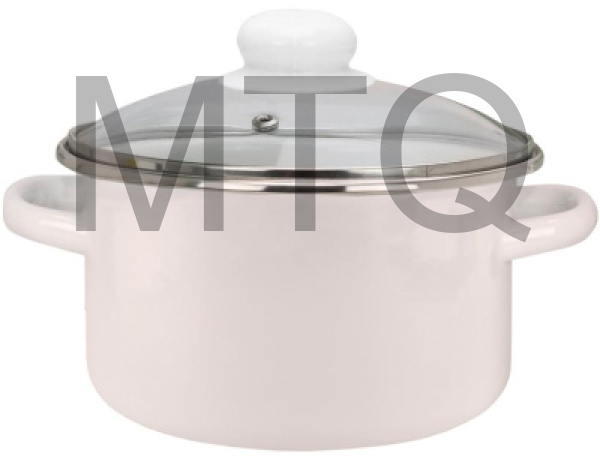 Кастрюля ЭМАЛЬ 33-Б1614С бисквит цил 4,0л стекл/кр мет/об