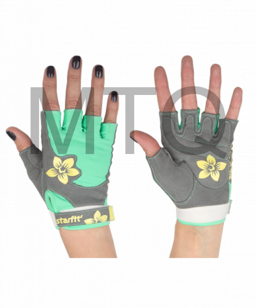 Перчатки для фитнеса SU-112, серый/мятный/желтый