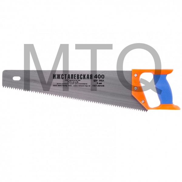Ножовка по дереву, 400 мм, шаг зубьев 4 мм, пластиковая рукоятка (Ижевск) Россия