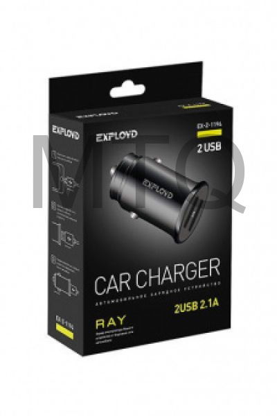 EXPLOYD EX-Z-1194 автомобильное ЗУ,2.1A,2хUSB,чёрный