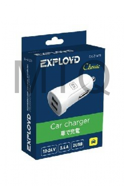 Автомобильное ЗУ EXPLOYD EX Z 579 3.4A 2.4А+1А 2хUSB белый Classic