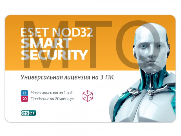 Антивирус ESET NOD32 Smart Security Рус. карта с регистрационным кодом, лицензия на 1 год на 3 ПК